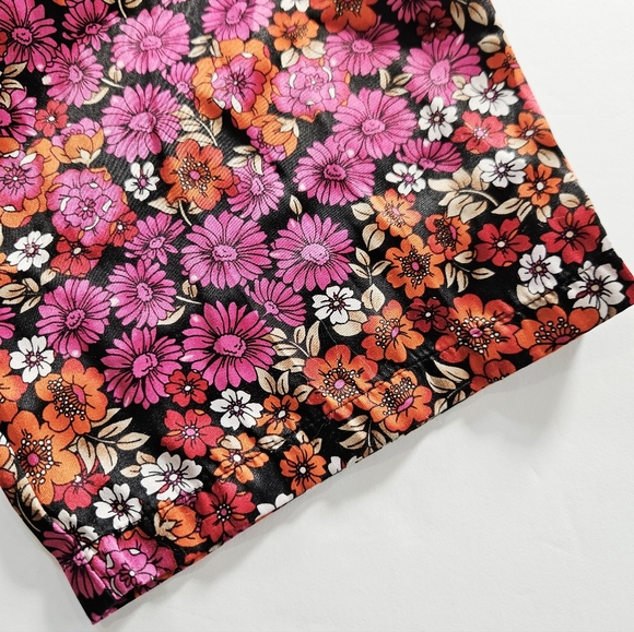 California Dynasty Floral Flowy Relaxed Fit Satin Lounge Sleep Pajama Pants 1X - Picture 6 of 7